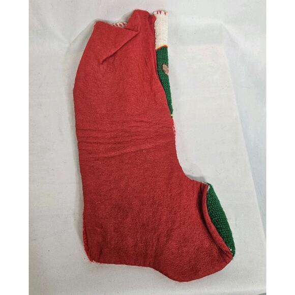 Lot Of 2 Vintage Handmade Needlepoint Cat Dog Snowman Santa Christmas Stockings - Picture 3 of 8